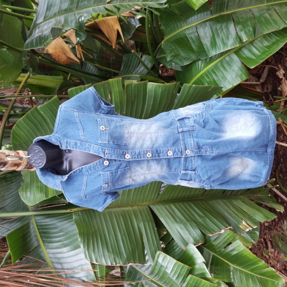 Venus drop waste denim dress